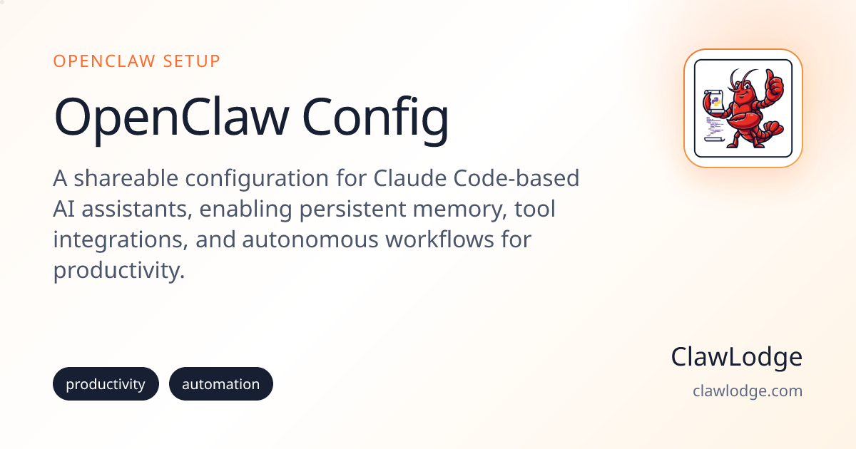 OpenClaw Config - OpenClaw Setup | ClawLodge